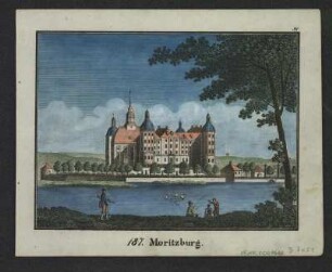 Ansicht von Schloss Moritzburg, Stich, 1835 : 187. Moritzburg. - [S.l.] , [um 1835]. - 1 Kunstbl. : Stich ; 17 x 12 cm