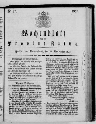 Nr. 47, Ausgabe vom 25. November 1837