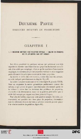 Deuxième Partie. Exercices intuitifs de projections