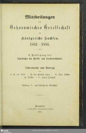 9.1882/83(1883): Mitteilungen der Ökonomischen Gesellschaft im Königreiche Sachsen