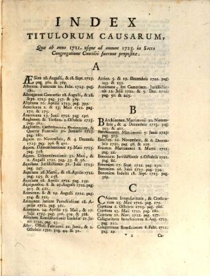 Thesaurus resolutionum Sacrae Congregationis Concilii : Quae Consentanee Ad Tridentinorum PP. Decreta, aliasque Canonici Juris Sanctiones, Munus Secretarii ejusdem Sacrae Congregationis ... prodierunt in causis ..., 2. 1721 - 1723