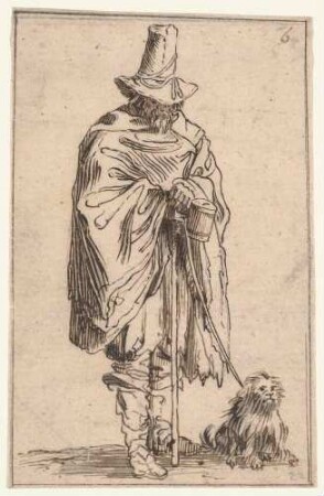 Der Bettler mit dem Hund, nach der Radierung Jacques Callots aus der Folge "Les Gueux"