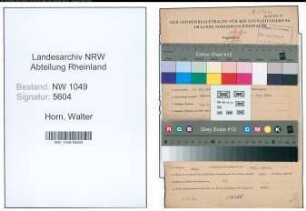 Entnazifizierung Walter Horn , geb. 05.12.1903 (Verwaltungsangestellter)