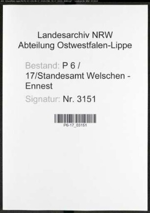 Sterberegister Standesamt Welschen-Ennest