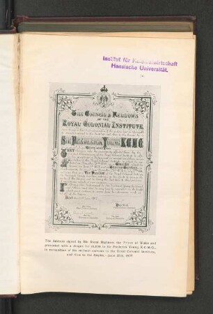 Address presented to Sir Frederick Young, K.C.M.G.