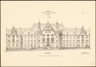 Land- und Amtsgericht, Wiesbaden: Aufriss Hauptansicht 1:100