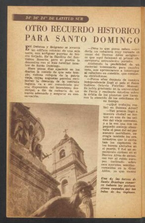 Otro recuerdo histórico para Santo Domingo - 34° 36' 24'' de latitud sur