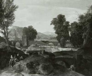Römische Berglandschaft mit einer Bogenbrücke