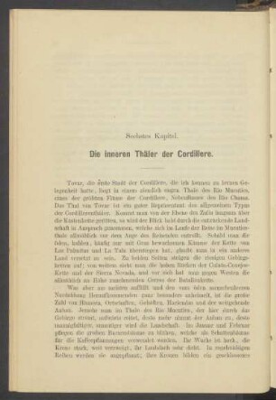 Sechstes Kapitel. - Die inneren Thäler der Cordillere.