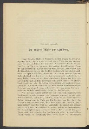 Sechstes Kapitel. - Die inneren Thäler der Cordillere.
