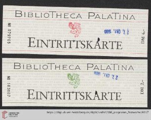 Eintrittskarten Ausstellung "Bibliotheca Palatina" in der Heiliggeistkirche