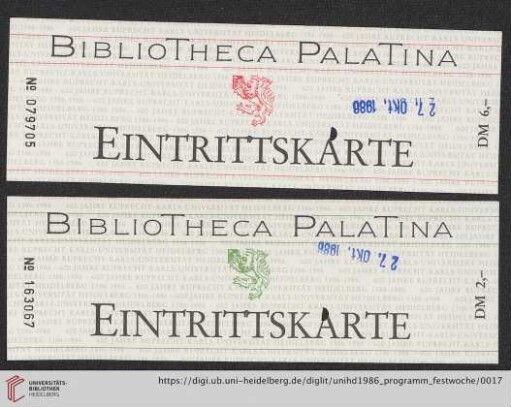 Eintrittskarten Ausstellung "Bibliotheca Palatina" in der Heiliggeistkirche