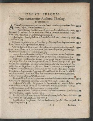 Caput Primum. Quo continentur Auctores Theologi Protestantes.