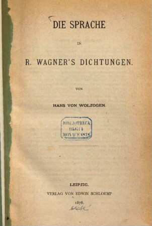 Die Sprache in R. Wagner's Dichtungen