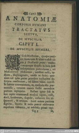 Anatomiae Corporis Humani Tractatus Sextus, De Musculis