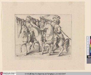 [Drei berittene Trompeter; Three Mounted Trumpeters]