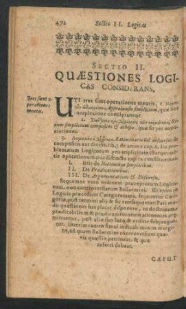 Sectio II. Quaestiones Logicas Considerans ...