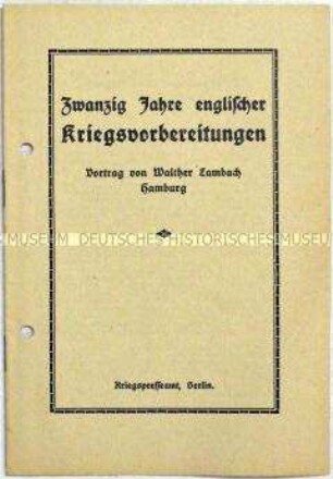 Vortrag des Politikers Walther Lambach zur Haltung der britischen Presse gegenüber Deutschland in der Vorkriegszeit