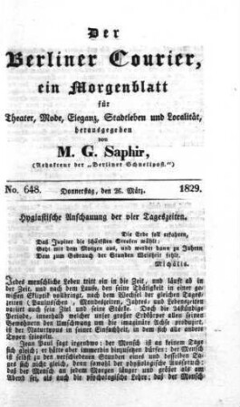 No. 648., Donnerstag, den 26. März 1829