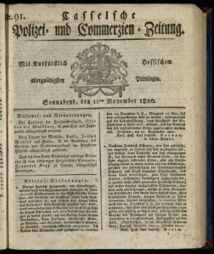 Nr. 91, Sonnabend, den 11ten November 1820