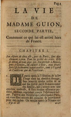La Vie De Madame J. M. B. de la Mothe Guion. 2, Contenance ce qui lui est arrivé hors de France