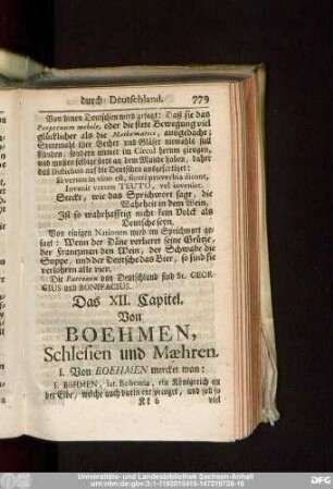 Das XII. Capitel. Von Boehmen, Schlesien und Maehren.