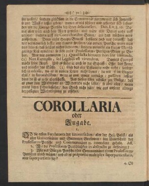 Corollaria oder Zugabe.