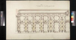 Aufriss der Osthälfte der Fensterseite der Galerie ("von der Hindersten Gallerie") im Südflügel des ersten Obergeschosses