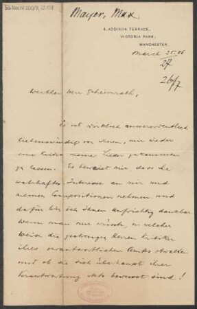 Brief an B. Schott's Söhne : 25.03.1906