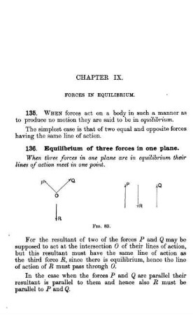 Chapter IX.: Forces in equilibirum.