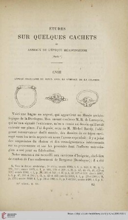 Ser. 3: 15: Études sur quelques cachets et anneaux de l'époque mérovingienne