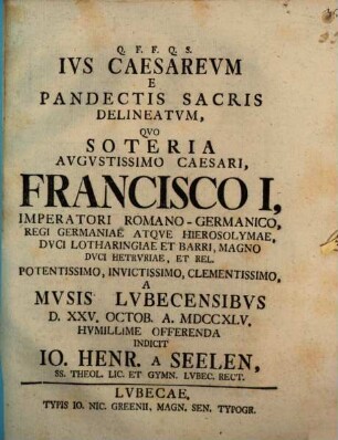 Ius caesareum, e Pandectis sacris delineatum