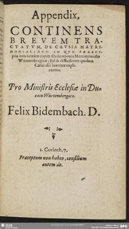 Appendix, Continens Brevem Tractatum, De Causis Matrimonialibus ...