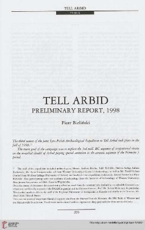10: Tell Arbid : preliminary report, 1998