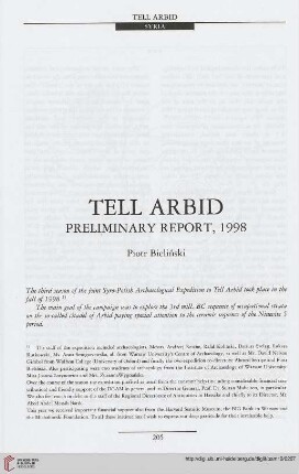10: Tell Arbid : preliminary report, 1998