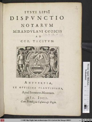 Ivsti Lipsi[i] Dispvnctio Notarvm Mirandvlani Codicis Ad Cor. Tacitvm