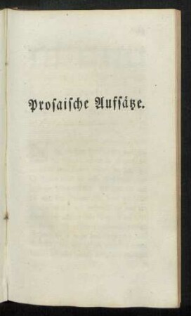 Prosaische Auffsätze