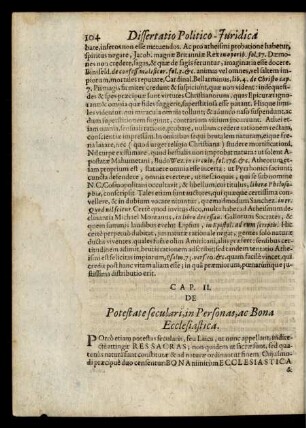 Cap. II. De Potestate seculari, in Personas, ac Bona Ecclesiastica.