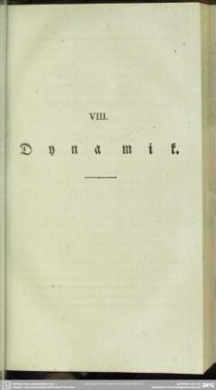 VIII. Dynamik