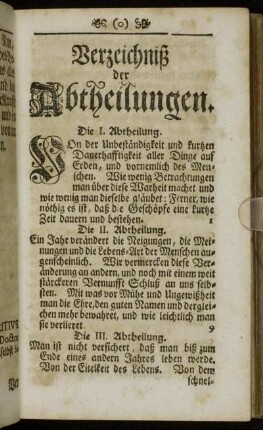 Verzeichniß der Abtheilungen.