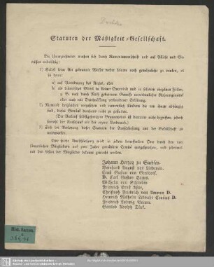 Statuten der Mäßigkeit-Gesellschaft