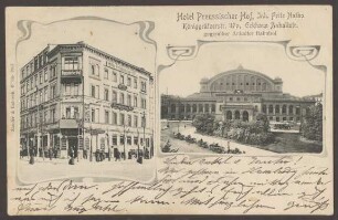 Ansichtskarte Anhalter Bahnhof und Hotel "Preussischer Hof", Königgrätzer Straße 117a