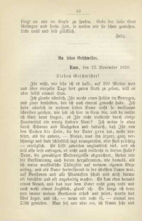 An seine Geschwister. Rom, den 22. November 1830