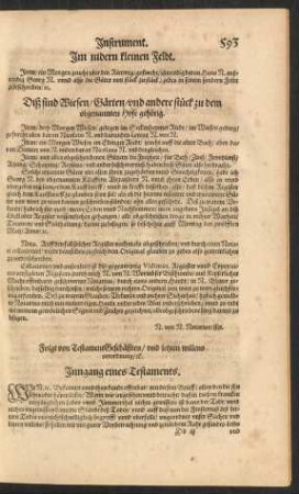 Folgt von Testament Geschäfften/ und letzten willens verordnung/ etc.