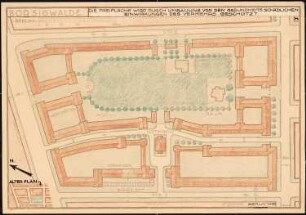 Bebauungsplan der Kleinsiedlung Borsig, Berlin-Tegel Teilbebauungsplan Borsigwalde: Lageplan 1:500, Grund- und Lageplan zum alten Bebauungsplan 1:5000