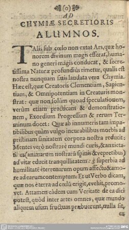 AD CHYMIAE SECRETIORIS ALUMNOS.