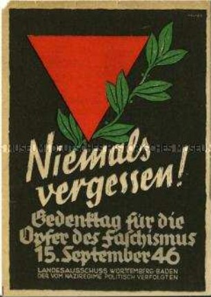 Postkarte zum Gedenktag für die Opfer des Faschismus 1946