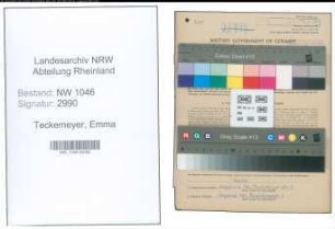 Entnazifizierung Emma Teckemeyer , geb. 27.02.1896 (Schneiderin)