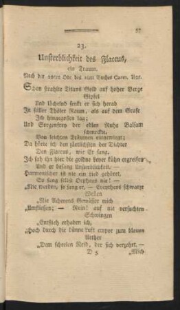 23. Unsterblichkeit des Flaccus, ein Traum