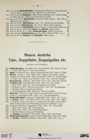Neuere deutsche Taler, Doppeltaler, Doppelgulden etc. (Nr. 766-814)